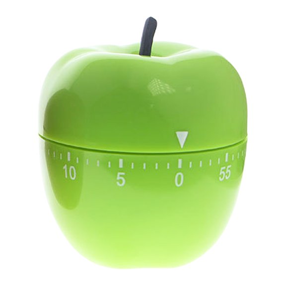 Kitchen Mechanical Timer Countdown Reminder Portable Cooking Timer Fruit Shape Green, Kitchen Countdown Timer Mechanical Wind-Up Large Dial Display Magnetic Back Loud Ringing Alarm No Battery Needed