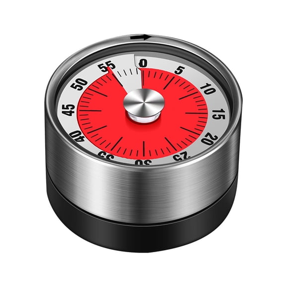 Kitchen Mechanical Timer - Magnetic Stainless Steel Rotating Countdown Timer, Precision & Durable Time Management Tool for Cooking Baking, Student Study, Office Meetings & Kitchen Use