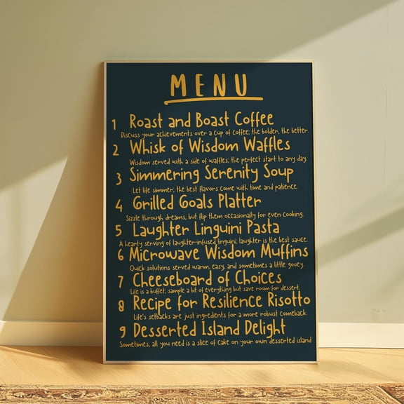 Kitchen Menu Wall Decor, Life Rules Poster, Unframed Paper Poster 8x10in