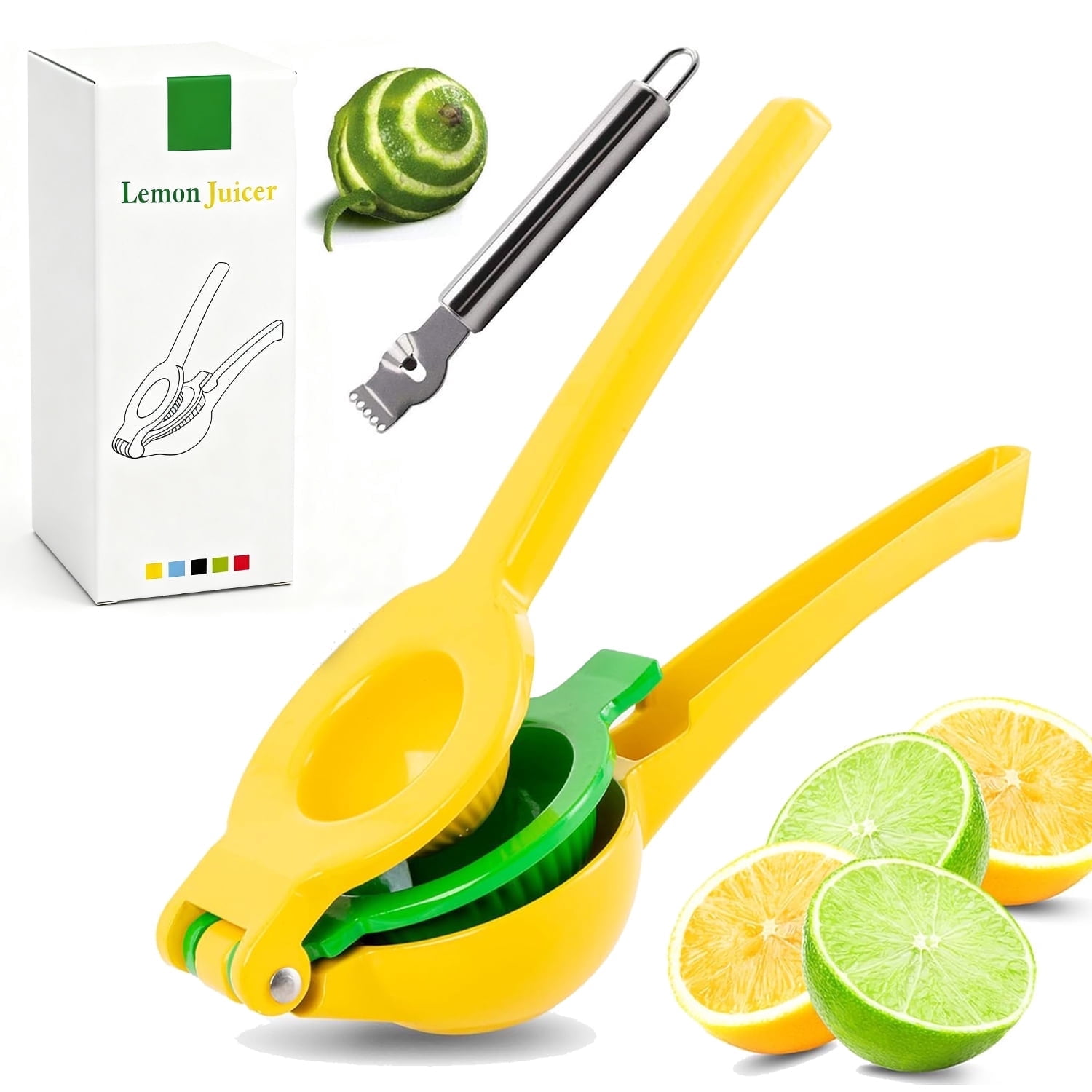 jQMUHLC Lemon Squeezer 2 in 1, Manual Juicer Sturdy Max Extraction Lime Squeezer Gets,Lemon Juicer Easy to Clean and Use