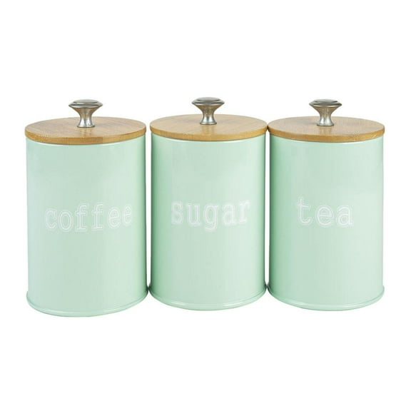 Kitchen Metal Spice Seasoning Canister Set Tea Pots Green