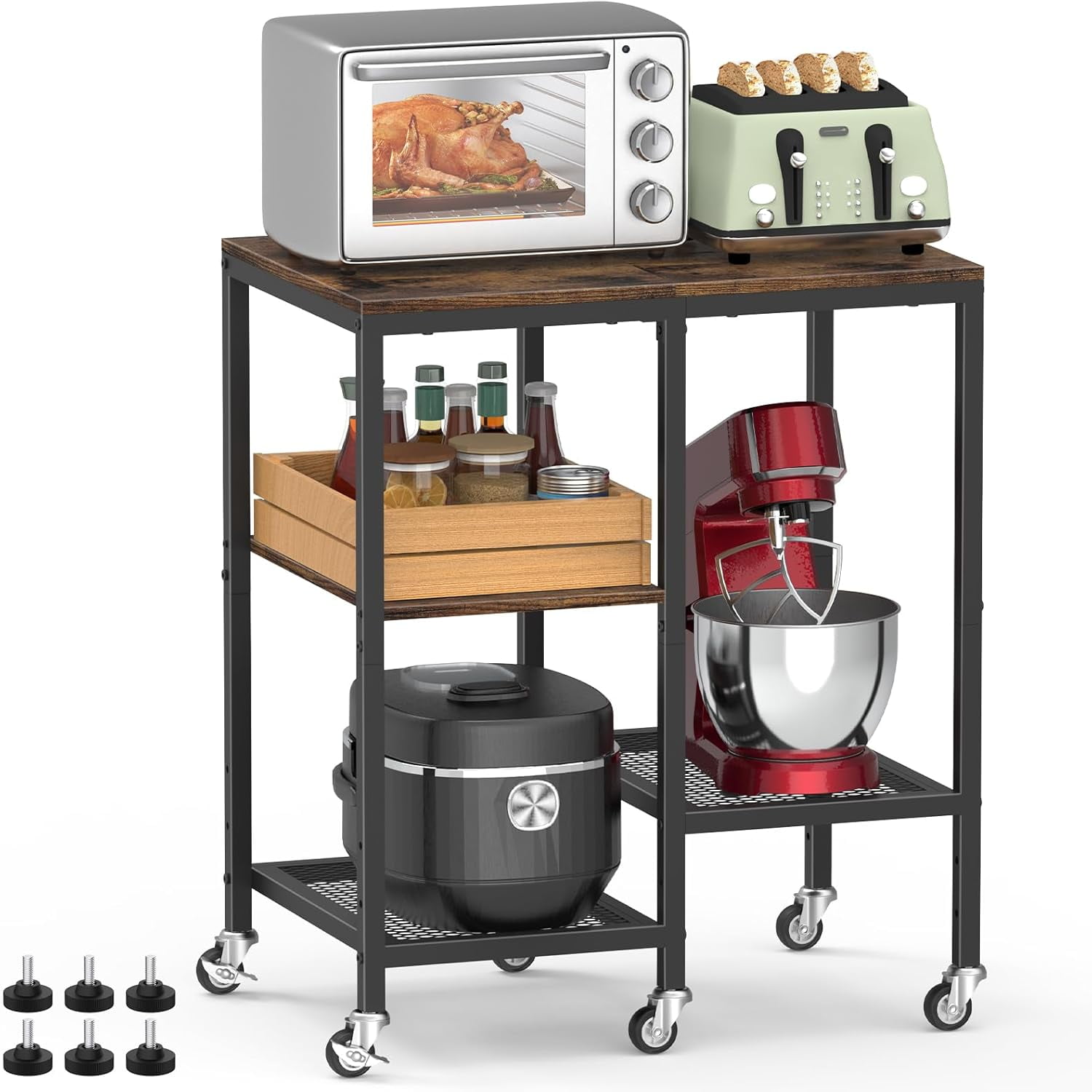 Kitchen Microwave Cart,Microwave Stand with Wheels,Coffee Bar Table ...