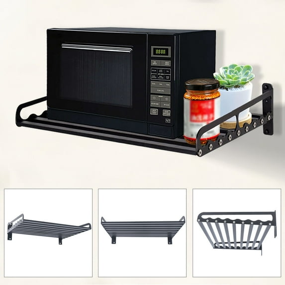 Kitchen Microwave Oven Bracket Wall-Mounted Shelf Cooker Holder Storage Rack