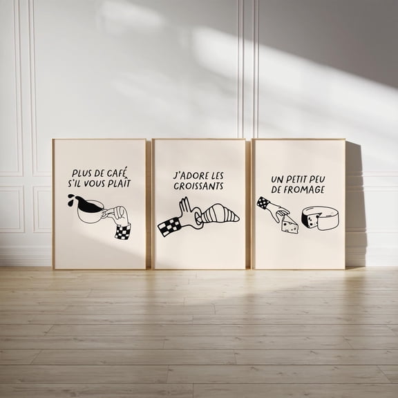 Kitchen Minimalist Kitchen Wall Art Trendy Food Cute Kitchen Decor Coffee Set 3 Unframed Paper Print 8x12