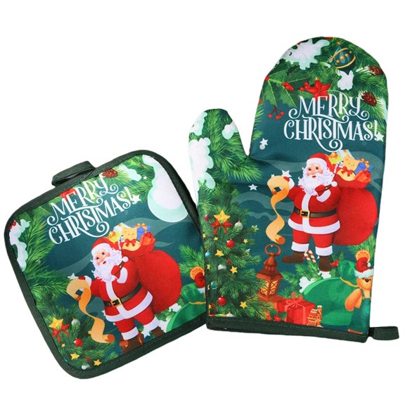 Kitchen Mitts, Christmas Gift Baking Insulated Gloves 2 Set