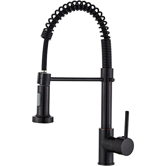 Kitchen Mixer Sink Tap with Pull Out Sprayer 360° Swivel Spray Stream Spout Kitchen Spring Single Handle Brass Hot and Cold Water Mixer Tap,Black