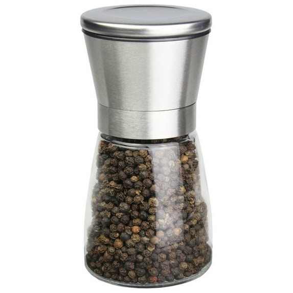 Kitchen Mixer Stainless Steel Black Pepper Grinder Manual Steel Movement Glass Seasoning Box Seasoning Pot Peppercorns