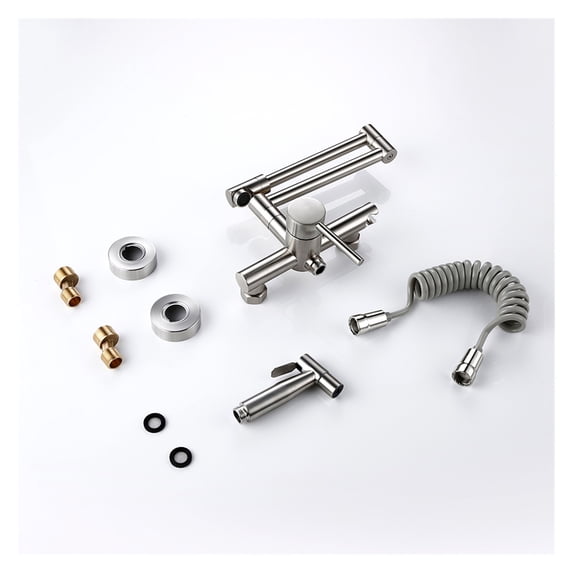 Kitchen Mixer Tap With Sprayer Hot And Cold Stream Wall Mount Pot ...