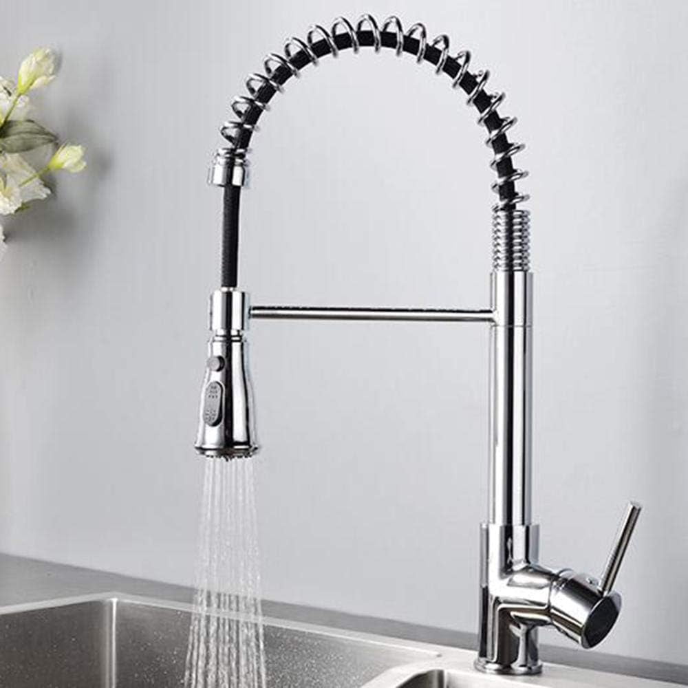 Kitchen Mixer Taps Brass Spring Pull-Out Type Kitchen Tap Faucet Hot ...