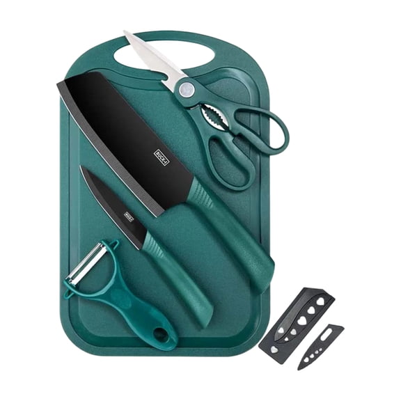 Kitchen Model Set with Stainless Steel Cutting Board Kitchen Utensils Set for Home Cooking Dorms Great Gift Dark Green
