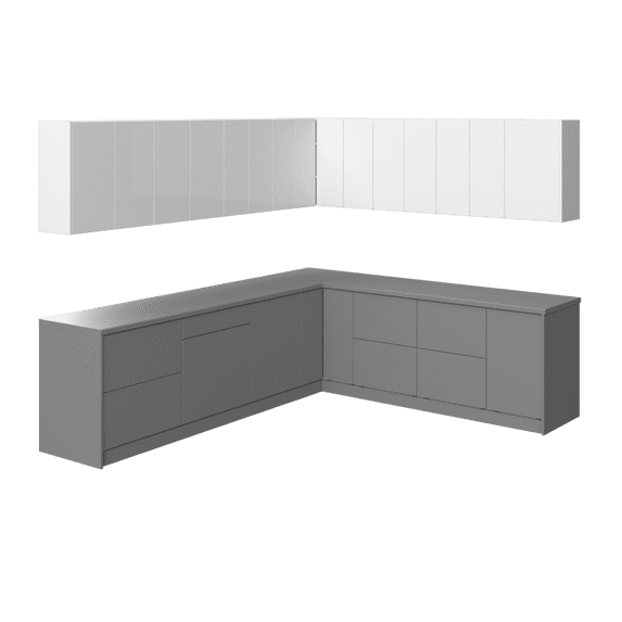 Kitchen Modern Collection Gray & White Gloss Color Base Size 10x8,5Ft Wide