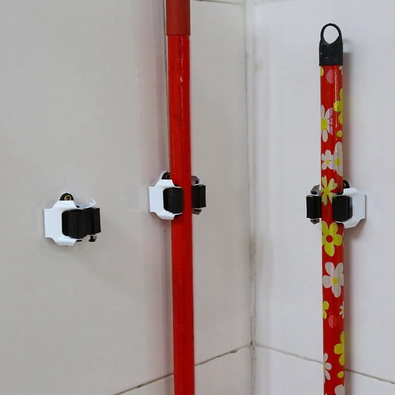 Kitchen Mop Broom Holder, Wall Mounted Organizer Brush Storage Hanger Tool