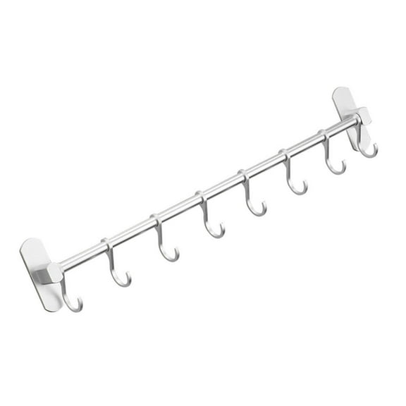 Wall-Mounted Kitchen Rail with Hooks for Room Organization and Storage, Space-Saving Wall Organizer for Home