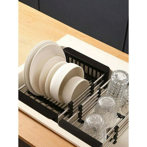 Kitchen Multi-Function Retractable Sink Dish Drying Rack, Kitchen Countertop Organizer for Dishes, Vegetables, and Fruits