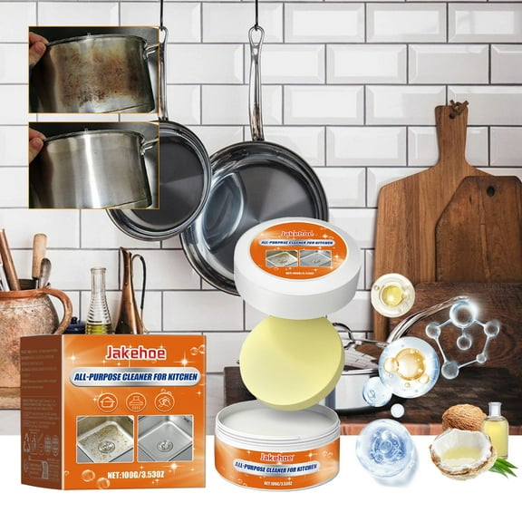 Kitchen Multi-Purpose Cleaning Paste | Cooktop Hood Pot Pan Stain & Grease Remover | Anti-Rust Metal Utensil Cleaner | Oil-Enriched | Long-Lasting Protection | 1 Pack