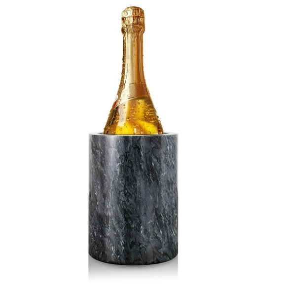 Kitchen Natural Black Marble Tool Crock Utensil Holder and Wine Cooler Chiller, 5" x 7" Inch, Unique One-Of-A-Kind Pattern Stone Container for Spoon, Spatula, Wine Bottle Holder Creative Home