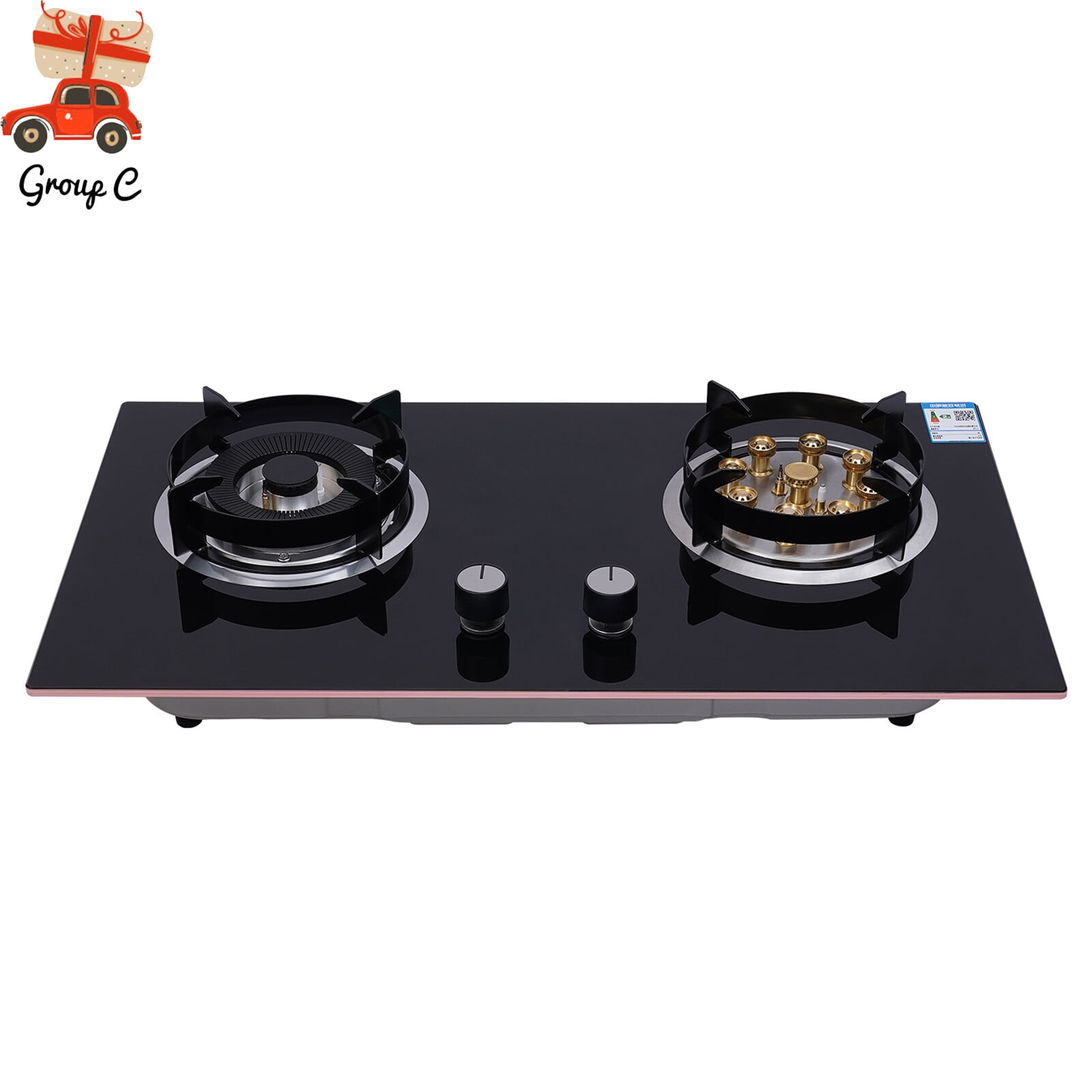 Kitchen Natural Gas Cooker Gas Cooktop Stove Top 2 Burners Built-in NG Gas Stove