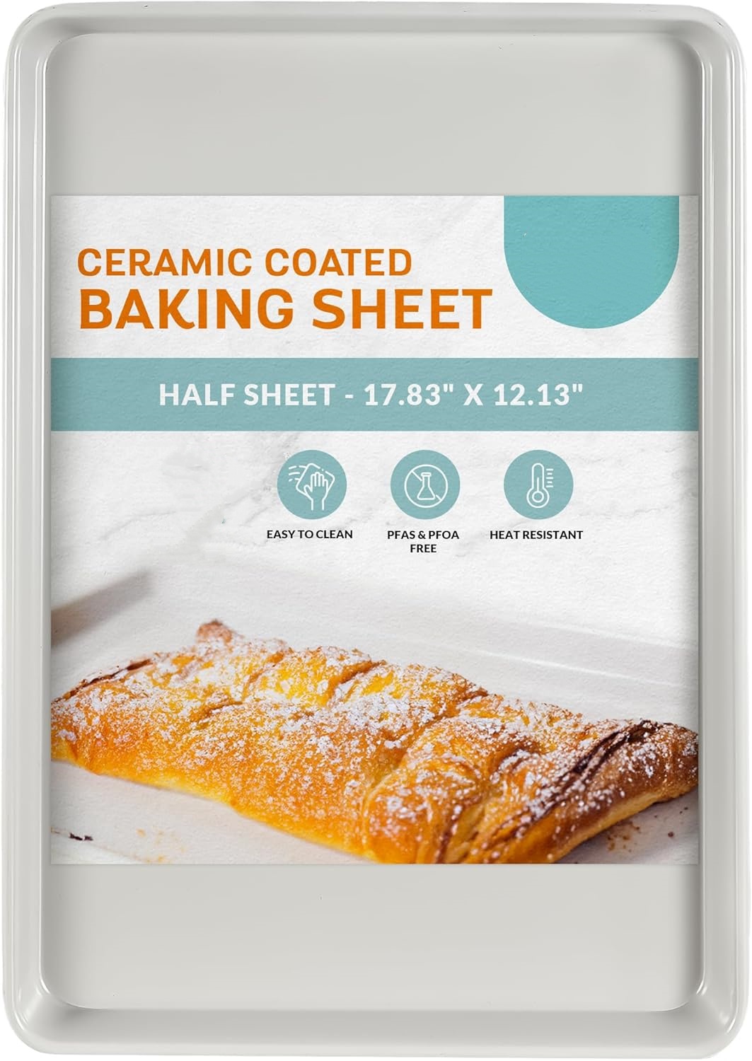 Kitchen Non-Stick Ceramic Baking Sheet - Slick Cookie Sheet, Perfect for Baking, Roasting, and More (Half Sheet Pan)