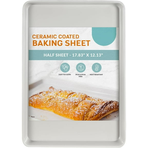 Kitchen Non-Stick Ceramic Baking Sheet - Slick Cookie Sheet, Perfect for Baking, Roasting, and More (Half Sheet Pan)