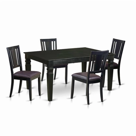 Kitchen Nook Dining Set - Dining Table & 4 Chairs, Black - 5 Piece