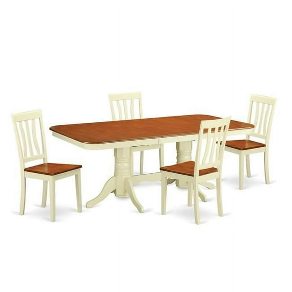 Kitchen Nook Dining Set - Dining Table & 4 Chairs, Buttermilk & Cherry - 5 Piece