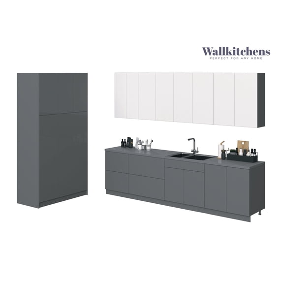 Kitchen Oasis Collection Gray & White Gloss Color Base Size 10Ft Wide