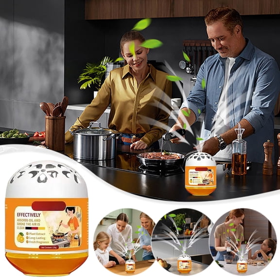 Kitchen Odor Absorber, Rvkxad -Based Gel Air Freshener, 120g Grease Eliminator for Cooking, Safe Kitchen Deodorizer, Up to 90 Days Fresh Air, Compact for Countertop Stove