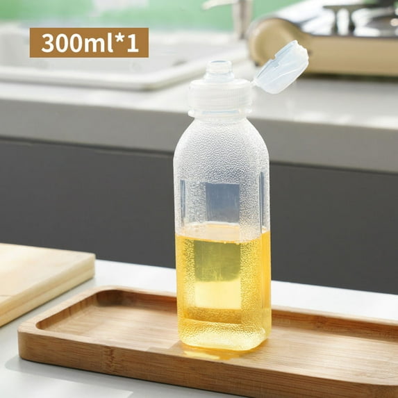 Kitchen Oil Bottle with Cap, Food Grade Plastic Condiment Dispenser for Sauces, Ketchup, Syrup, Outdoor Camping BBQ, 1-Pack