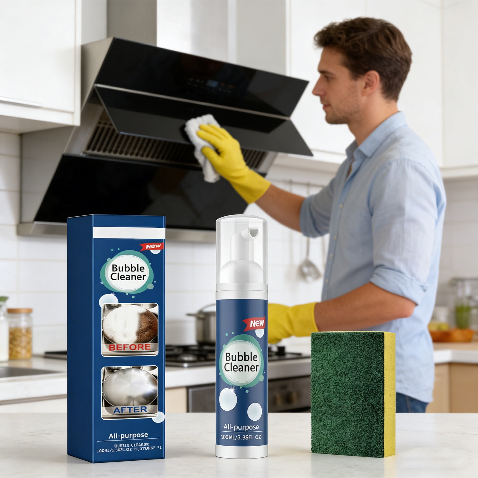 Kitchen Oil Foam Cleaner, Powerful Grease Remover for Range Hood and ...