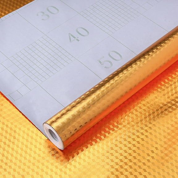 Kitchen Oil Proof Aluminum Foil Sticker Silver Chequer Peel and Stick Wallpaper Removable and Adhesive Paper for Kitchen Countertops Desk Cabinet