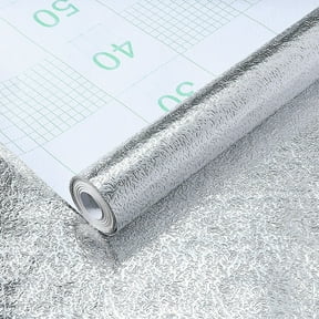 Kitchen Oil Proof Wall Sticker Aluminum Foil Self Adhesive Wallpaper Heat Resistant Backsplash Cover for Countertop Cabinet Stove Wall Protection,1 Roll,A