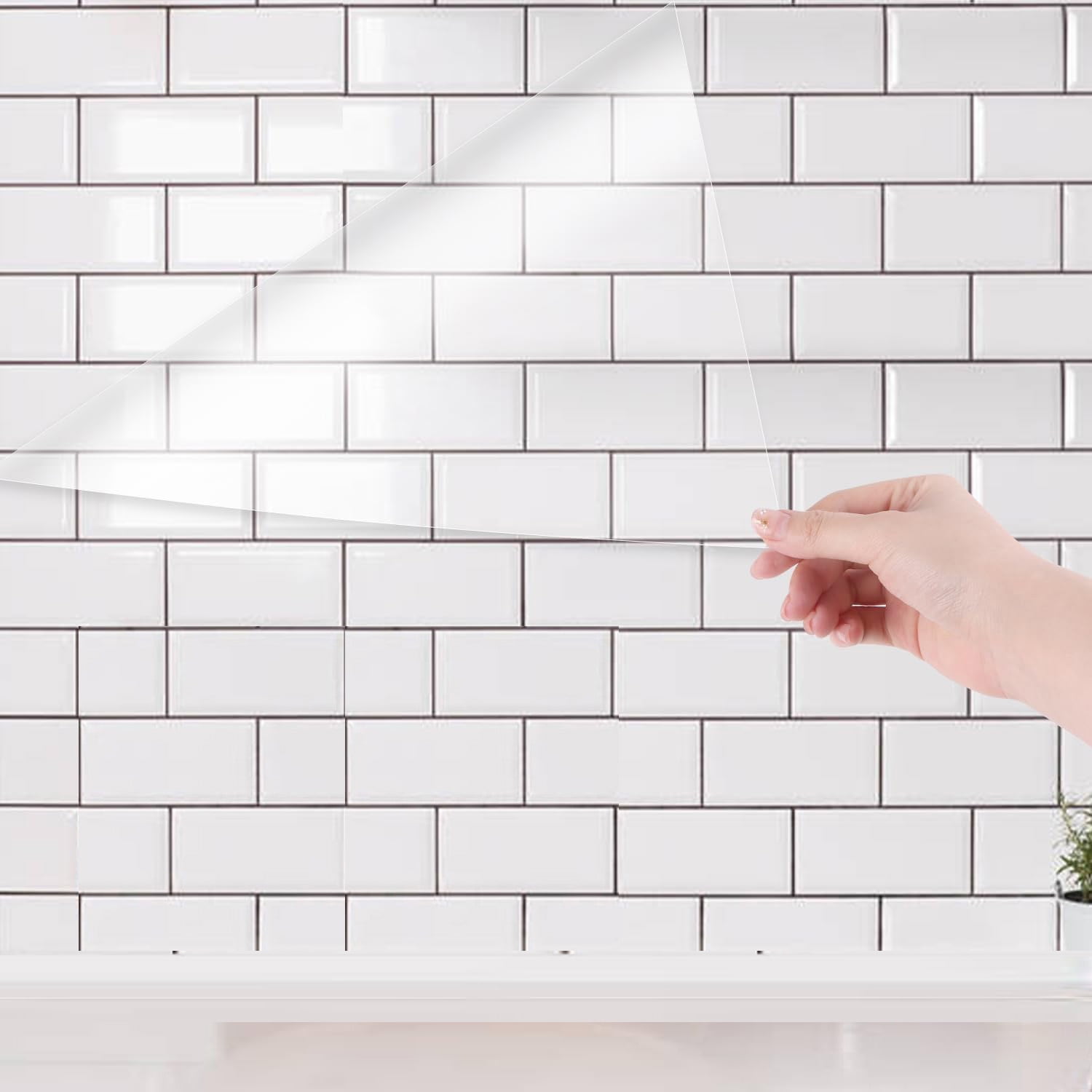 Kitchen Oil Proof Waterproof Wallpaper,Clear Wall Protector Contact Paper,Self Adhesive Oil Proof Waterproof Sticker, Transparent Paper Removable Paper for Cupboard Doors Walls Kitchen,23.6*78.74inch