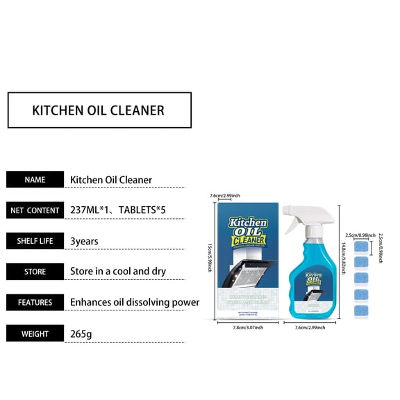 Kitchen Oil Stain Remover Spray 237Ml Strong Degreaser For Stove Range Hood Cleaning Effective Grease Cleaner Decontamination Spray