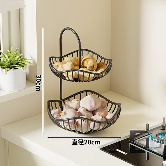 Kitchen Onion, Ginger, Garlic Storage Basket, Desktop Vegetable Shelf, Household Multifunctional Living Room, Double-layer Fruit Storage Layer