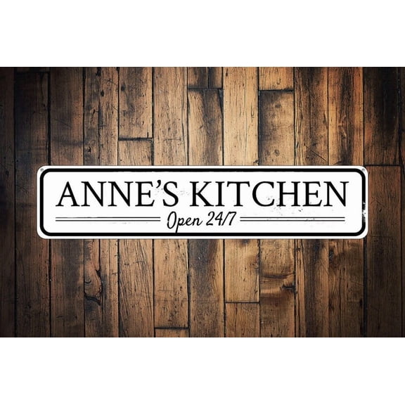 Kitchen Open 24/7 Sign Kitchen Name Sign Custom Gift Kitchen Decor Kitchen Metal Chef Sign Home Decor - Size: 16 x 4 Inches