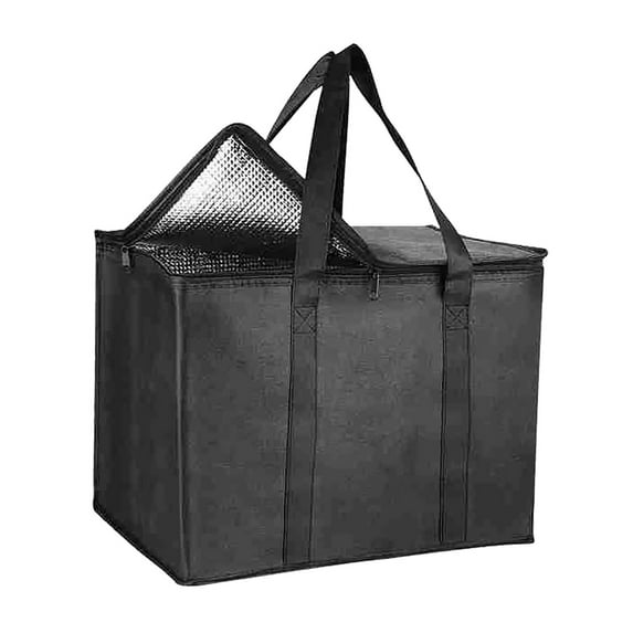 Kitchen Organization 1PCS Insulated Reusable Grocery Bag With Sturdy Zippered Top Large Foods Cold Gadgets Lunch Box Bento Food Storage Containers Black