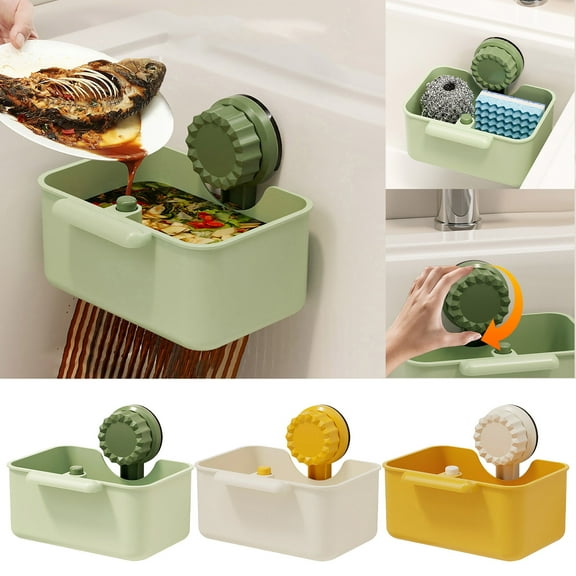 Kitchen Organizer under $5! Cagogo Suction Cup Kitchen Storage Basket,Multifunctional Sink Organizer with Drainage Holes,Wall Mounted Sponge Holder Dish Soap Dispenser,Non Perforated Kitchen