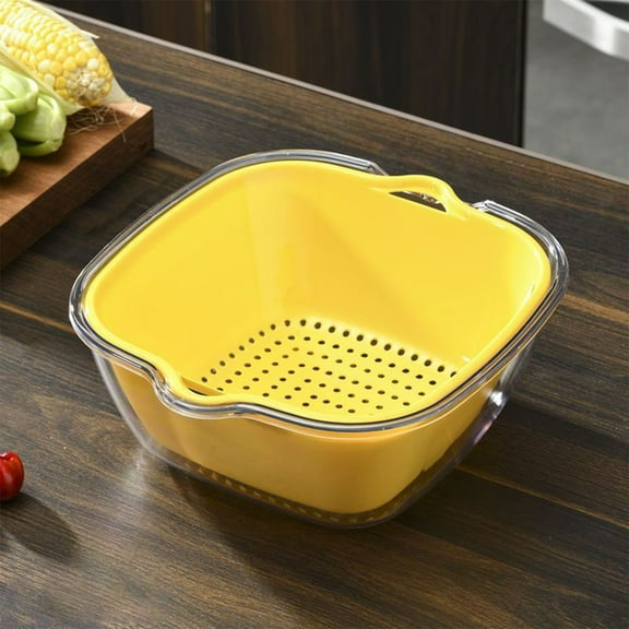 Kitchen Organizer Basket Food Safe Plastic Drainer, Space Saving Storage Container for Vegetables Easy Clean, Multi Purpose Use Home Kitchen Organizational Solution, Indoor Living Room Decor, AESTIVO