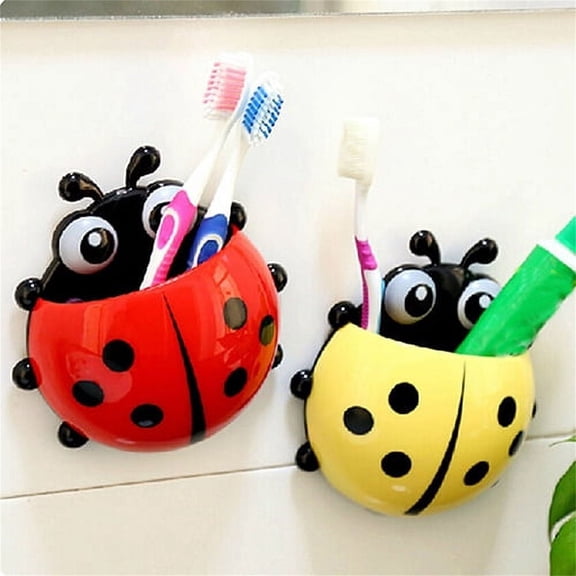 Kitchen Organizer Creative Cute Cartoon Kids Wall Suction Cup Mount Toothbrush Toothpaste Holder Pencil Pen Container Box Travel Organizer Plastic Pocket Storage Organizer