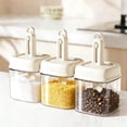thumbnail image 1 of Kitchen Organizer Seasoning Container Kitchen Seasoning Organizer White Plastic Container with Telescoping Spoon Sealable Dry Food Storage, 1 of 8