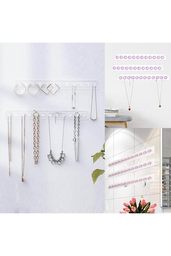 Kitchen Organizer Space Saving No Tool Assembly Necklace Hanger Acrylic Necklace Holder Wall Mounted Jewelry Storage Bag With 12 Shaped Hooks Necklace Jewelry Holder Gifts For Girls