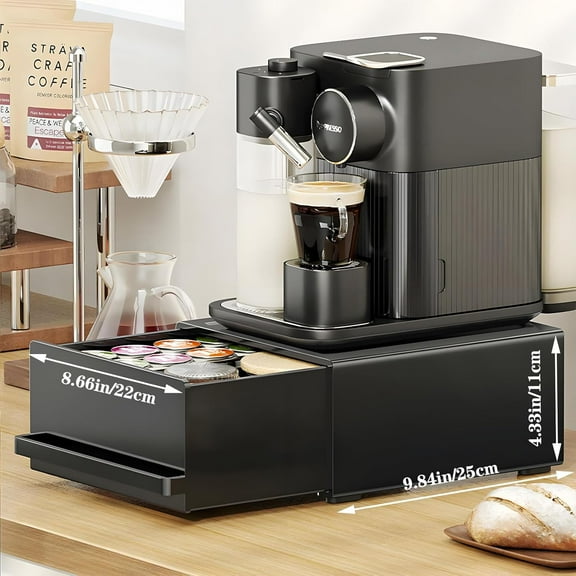 Kitchen Organizer Stand with Drawer, Coffee Maker & Appliance Holder Tea Pod Storage Space Saving Under-Appliance Organizer for Small Kitchen Appliances Like Mixers & Kettles