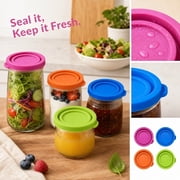Kitchen Organizer and Storage, Silicone Covers for Storage, Round 3.5 in 1 in Jar Cup Lid, Leak Proof Orange Replacement Cap for Glass Sauce Bottles, Reusable Cover for Jam and