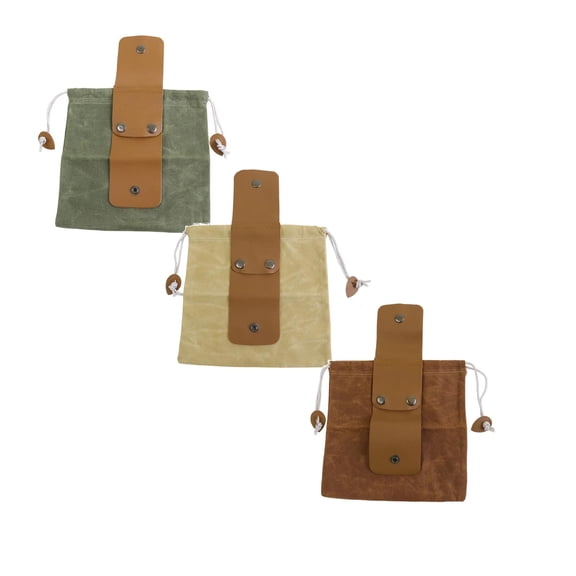 Kitchen Organizers Storage Foraging Bag Waxed Canvas Bag Leather Foraging Basket For Camping Hiking Hunting Grocery Storage