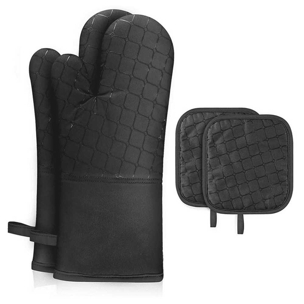 Kitchen Oven Glove High Heat Resistant 500 Degree Extra Long Oven Mitts ...