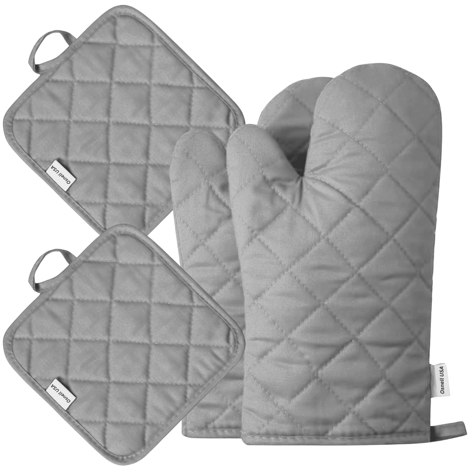 Kitchen Oven Mitt Pot Holder Set ( Gray )