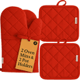 thumbnail image 1 of Kitchen Oven Mitt Pot Holder Set Red Kitchen Linens Oven Mitt Pot Holder Pack by Osnell USA, 1 of 9
