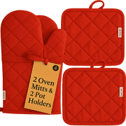 Kitchen Oven Mitt Pot Holder Set Red Kitchen Linens Oven Mitt Pot Holder Pack by Osnell USA