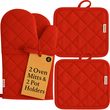 Kitchen Oven Mitt Pot Holder Set Red Kitchen Linens Oven Mitt Pot Holder Pack by Osnell USA