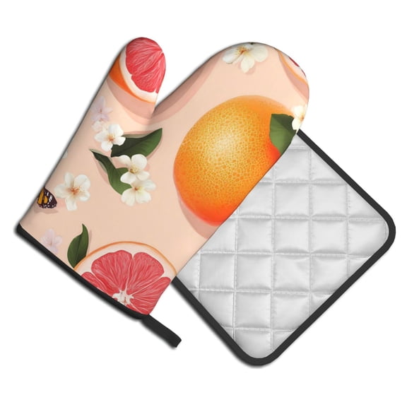 Kitchen Oven Mitts And Pot Holders Set 2pcs Waterproof Heat Resistant Glove Pot Holder Baking Grilling Microwave Lime